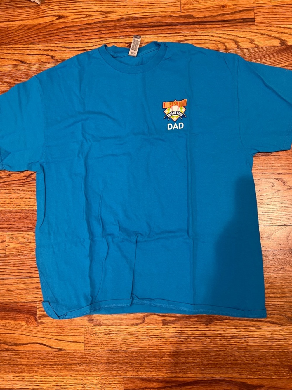Cooperstown Dreams Park Dad Gildan Teal Blue Crewneck T-Shirt